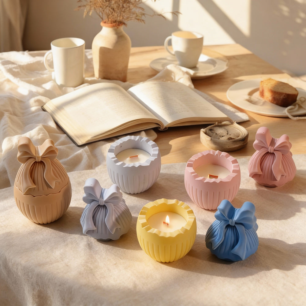 High-quality Easter Bow Egg Vessel Mould silicone candle mould from MYKA Candles and Moulds, great for jesmonite vessels and handmade jars.