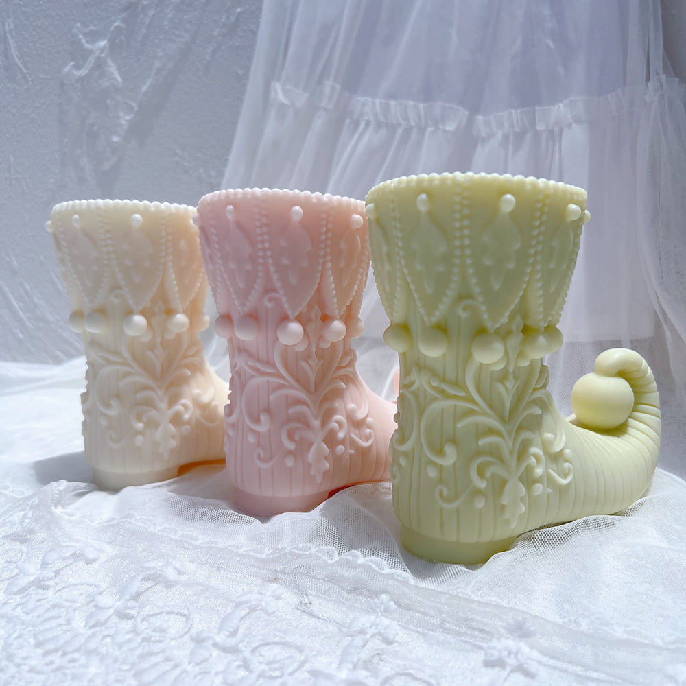 Professional Elf Boot Candle Mould silicone candle mould by MYKA Candles and Moulds, also used for resin moulds and baking mould designs.