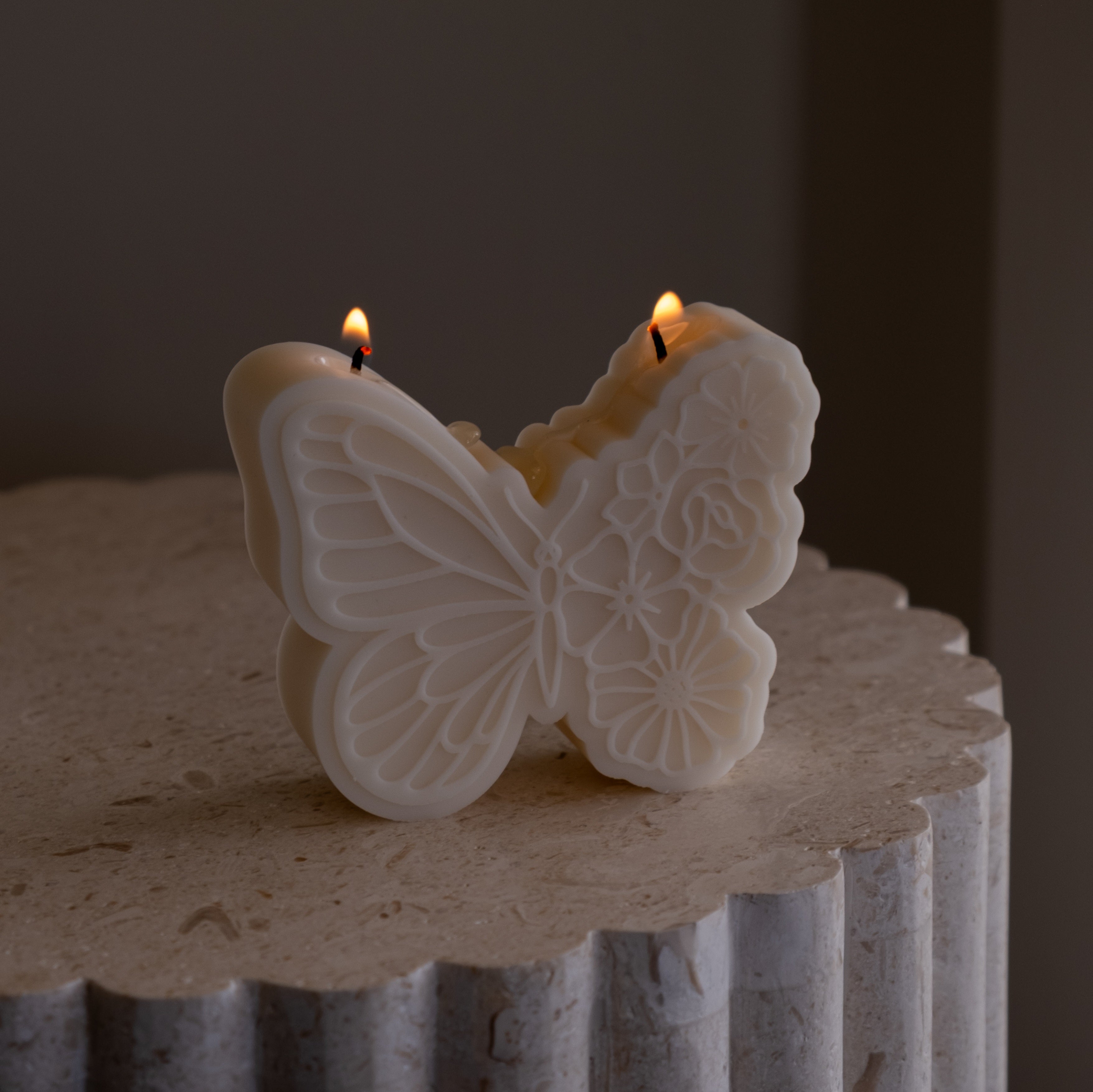 View of the Floral Butterfly Candle Mould silicone candle mould from MYKA Candles and Moulds, ideal for DIY soap moulds and cake mould projects.
