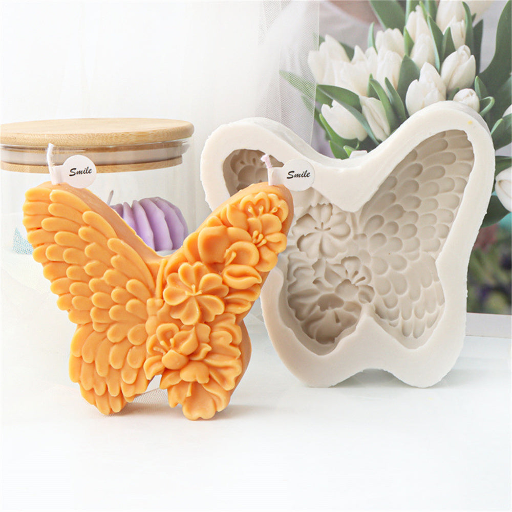 A versatile Floral Butterfly Candle Moulds silicone candle mould by MYKA Candles and Moulds, suitable for resin moulds and decorative cake mould shapes.