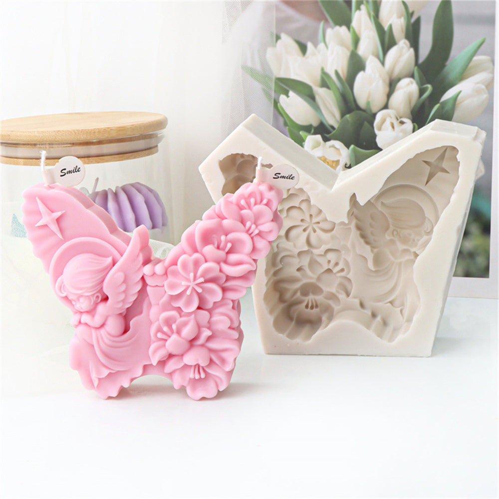 Crafting with the Floral Butterfly Candle Moulds silicone candle mould by MYKA Candles and Moulds, also used for soap, resin, and cake moulds.