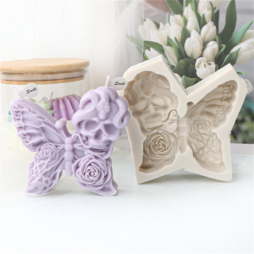 Crafting with the Floral Butterfly Candle Moulds silicone candle mould by MYKA Candles and Moulds, also used for soap, resin, and cake moulds.