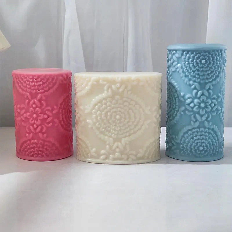 High-quality Floral Pillar Candle Moulds silicone candle mould from MYKA Candles and Moulds, great for resin moulds and professional baking mould needs.