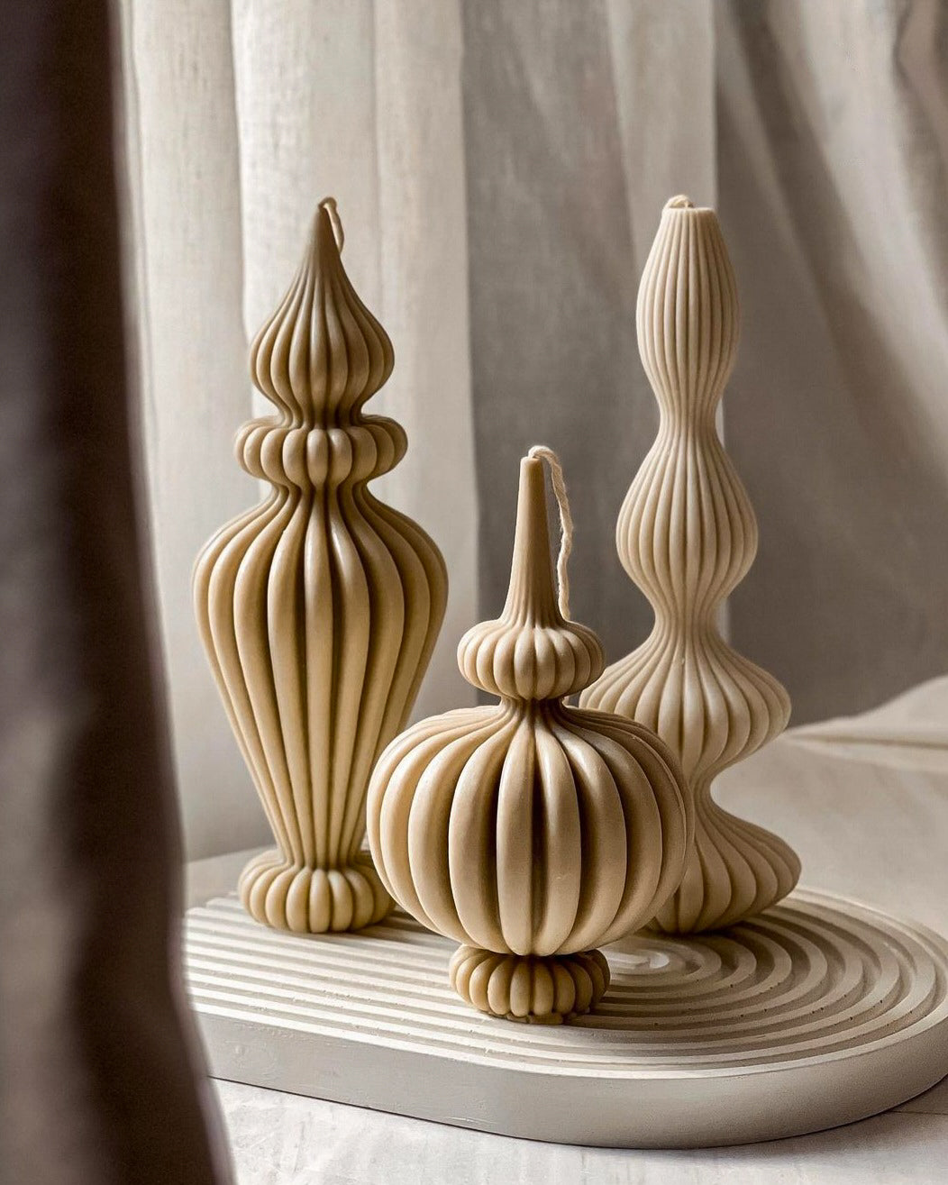Professional Fluidform Ribbed Vase Moulds silicone candle mould by MYKA Candles and Moulds, also used for succulent planters and resin moulds.
