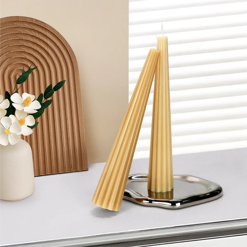 Precision-designed Fluted Taper Candle Mould silicone candle mold by MYKA Candles and Moulds for resin moulds and gourmet cake mould designs.