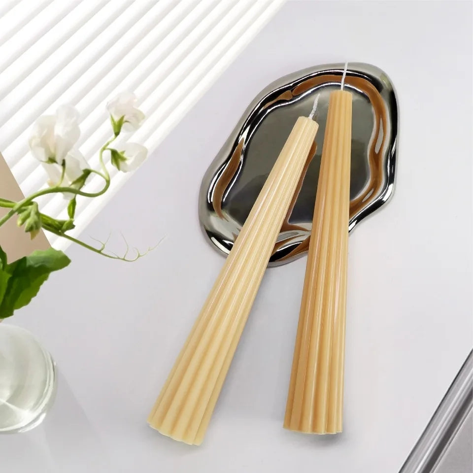 The Fluted Taper Candle Mould silicone candle mould by MYKA Candles and Moulds, a must-have for resin moulds and DIY baking mould enthusiasts.