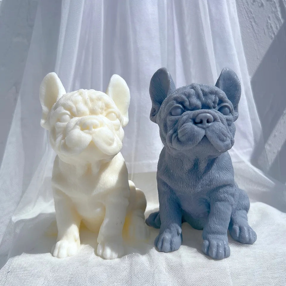 The French Bulldog Puppy Candle Mould silicone candle mould by MYKA Candles and Moulds, a must-have for resin moulds and DIY baking mould enthusiasts.