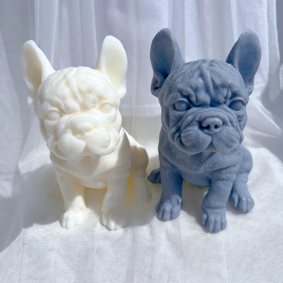 Handmade French Bulldog Puppy Candle Mould silicone candle mold from MYKA Candles and Moulds, perfect for resin moulds and unique baking mould shapes.