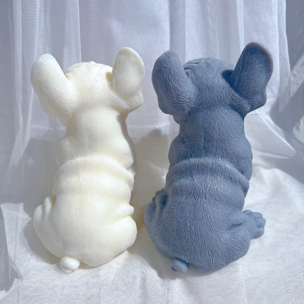 A high-performance French Bulldog Puppy Candle Mould silicone candle mold from MYKA Candles and Moulds for resin art and professional baking mould use.