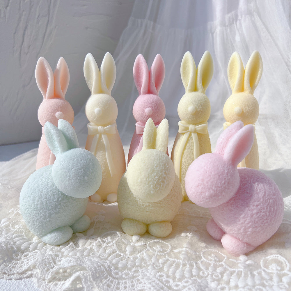 A Fuzzy Bunny Candle Moulds silicone candle mold by MYKA Candles and Moulds, the perfect multipurpose tool for soap, resin, and cake mould casting.