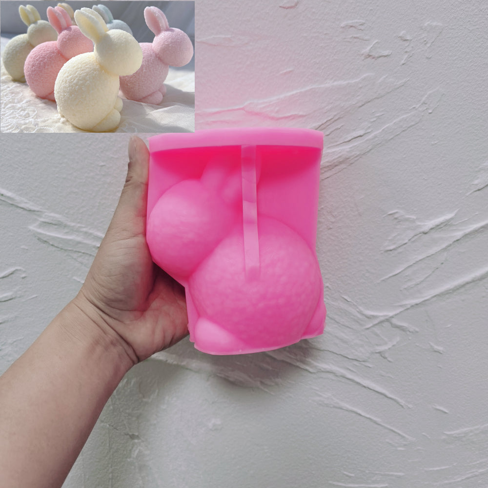 Showcasing the Fuzzy Bunny Candle Moulds silicone candle mould by MYKA Candles and Moulds for creative baking moulds and candle making.