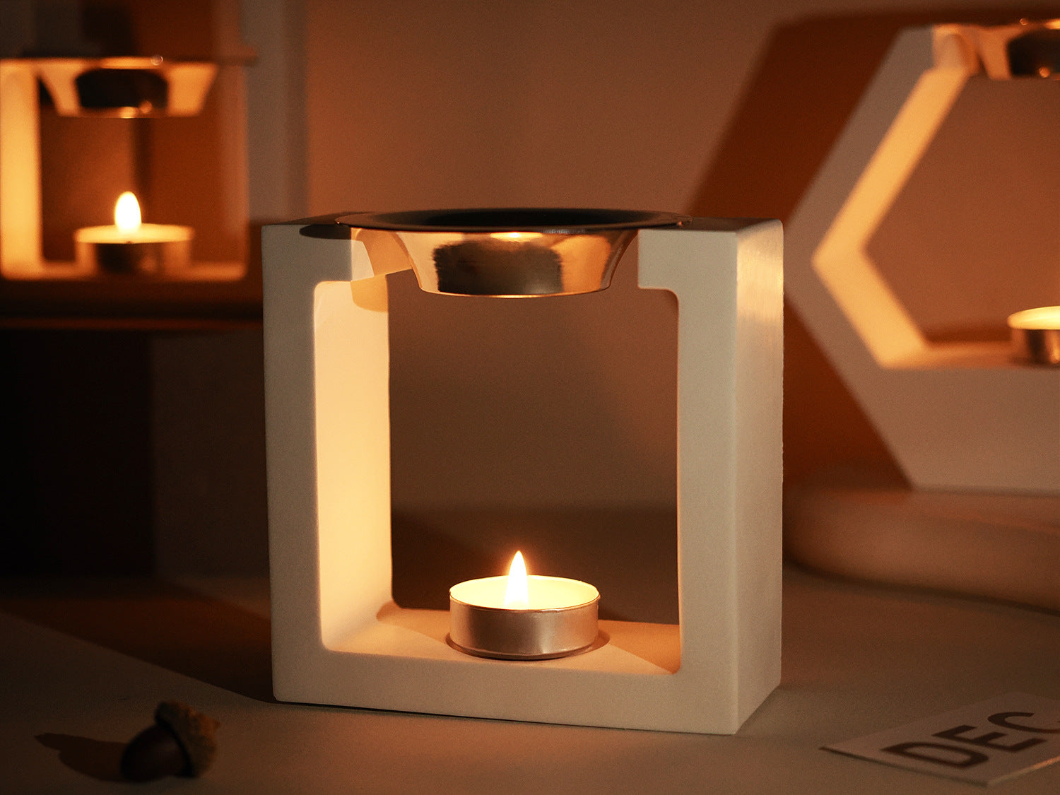 An aesthetic Geometric Wax Melt Burner Candle Moulds silicone candle mould from MYKA Candles and Moulds, perfect for soap, resin, and cake mould art.