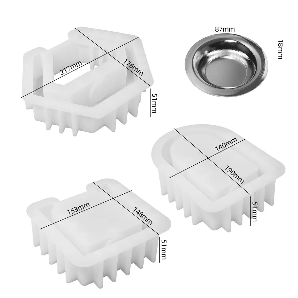 An aesthetic Geometric Wax Melt Burner Candle Moulds silicone candle mould from MYKA Candles and Moulds, perfect for soap, resin, and cake mould art.