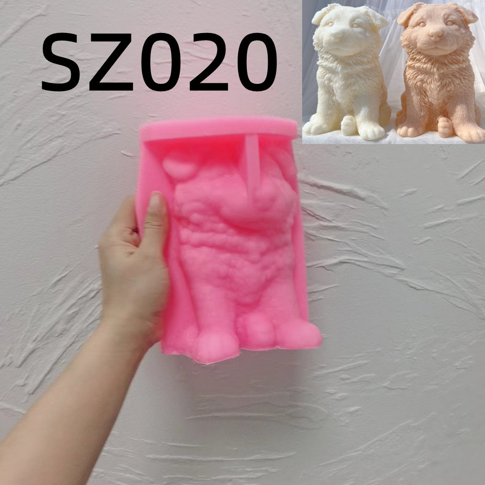 A German Shepherd Puppy Candle Mould silicone candle mold by MYKA Candles and Moulds, designed for easy release in soap, resin, and cake mould casting.