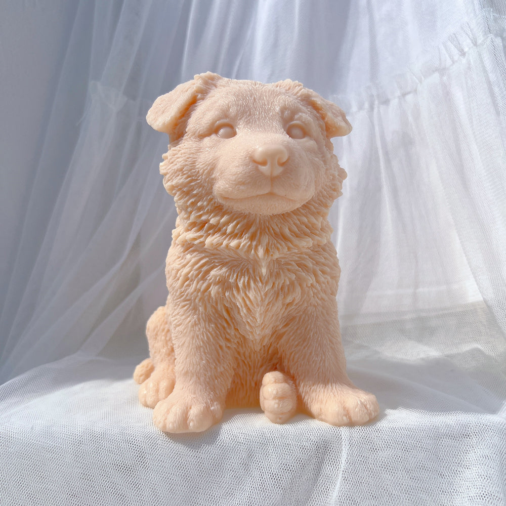 The German Shepherd Puppy Candle Mould silicone candle mould by MYKA Candles and Moulds, a top choice for artistic resin moulds and baking moulds.