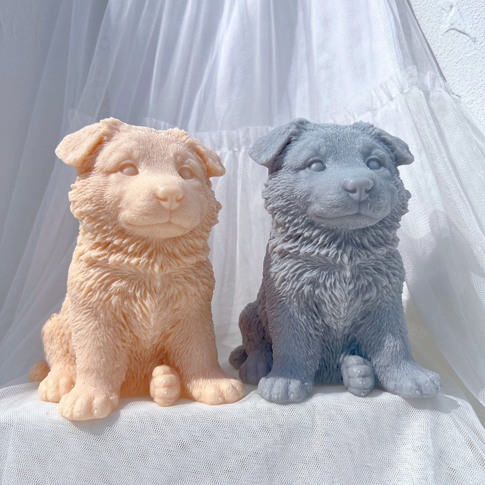 The German Shepherd Puppy Candle Mould silicone candle mould from MYKA Candles and Moulds, a professional supply for candle, soap, and baking moulds.