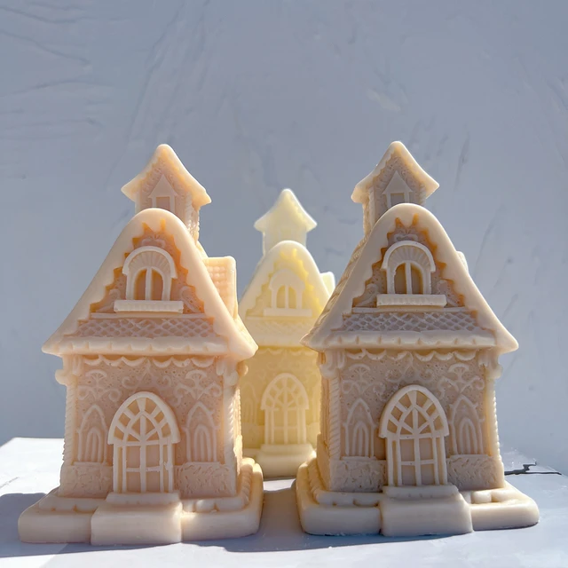Precision-designed Gingerbread House Silicone Candle Mould silicone candle mold by MYKA Candles and Moulds for resin moulds and gourmet cake mould designs.