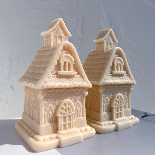 The Gingerbread House Silicone Candle Mould silicone candle mold by MYKA Candles and Moulds, featuring high detail for candle, soap, and baking moulds.