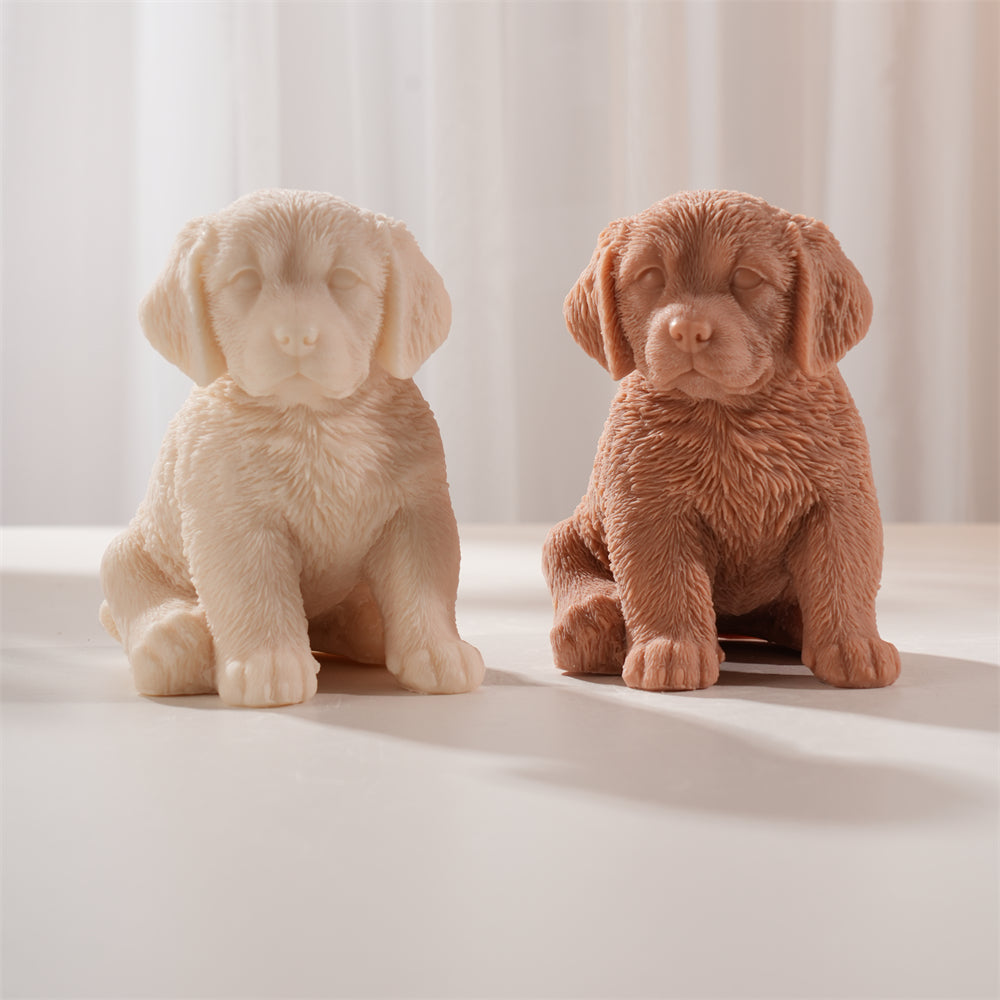 Professional Golden Retriever Puppy Candle Mould silicone candle mould by MYKA Candles and Moulds, also used for resin moulds and baking mould designs.
