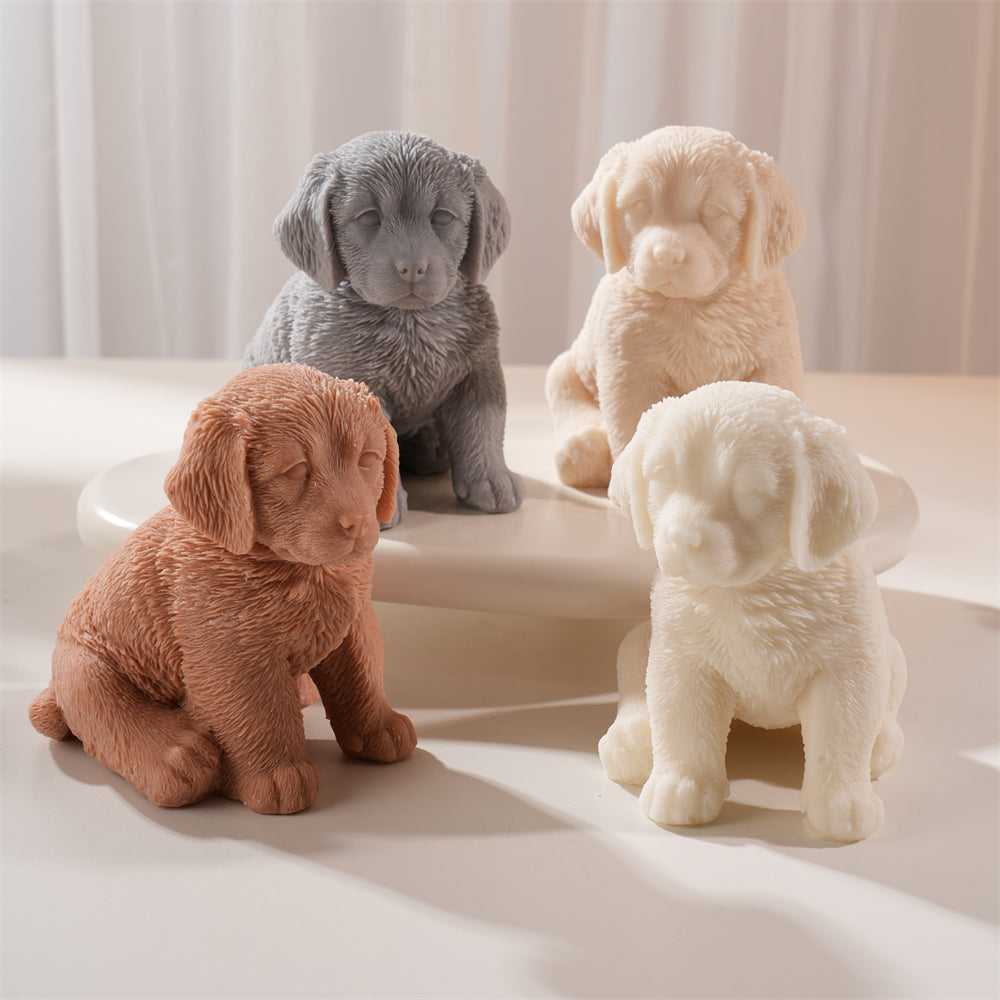 The Golden Retriever Puppy Candle Mould silicone candle mould from MYKA Candles and Moulds, a professional supply for candle, soap, and baking moulds.