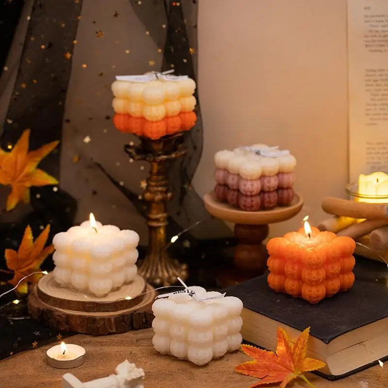 A versatile Halloween Cube Silicone Candle Moulds silicone candle mould by MYKA Candles and Moulds, suitable for resin moulds and decorative cake mould shapes.