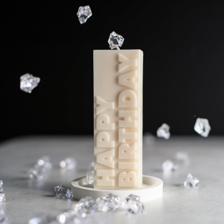 A high-performance Happy Birthday Candle Mould silicone candle mold from MYKA Candles and Moulds for resin art and professional baking mould use.