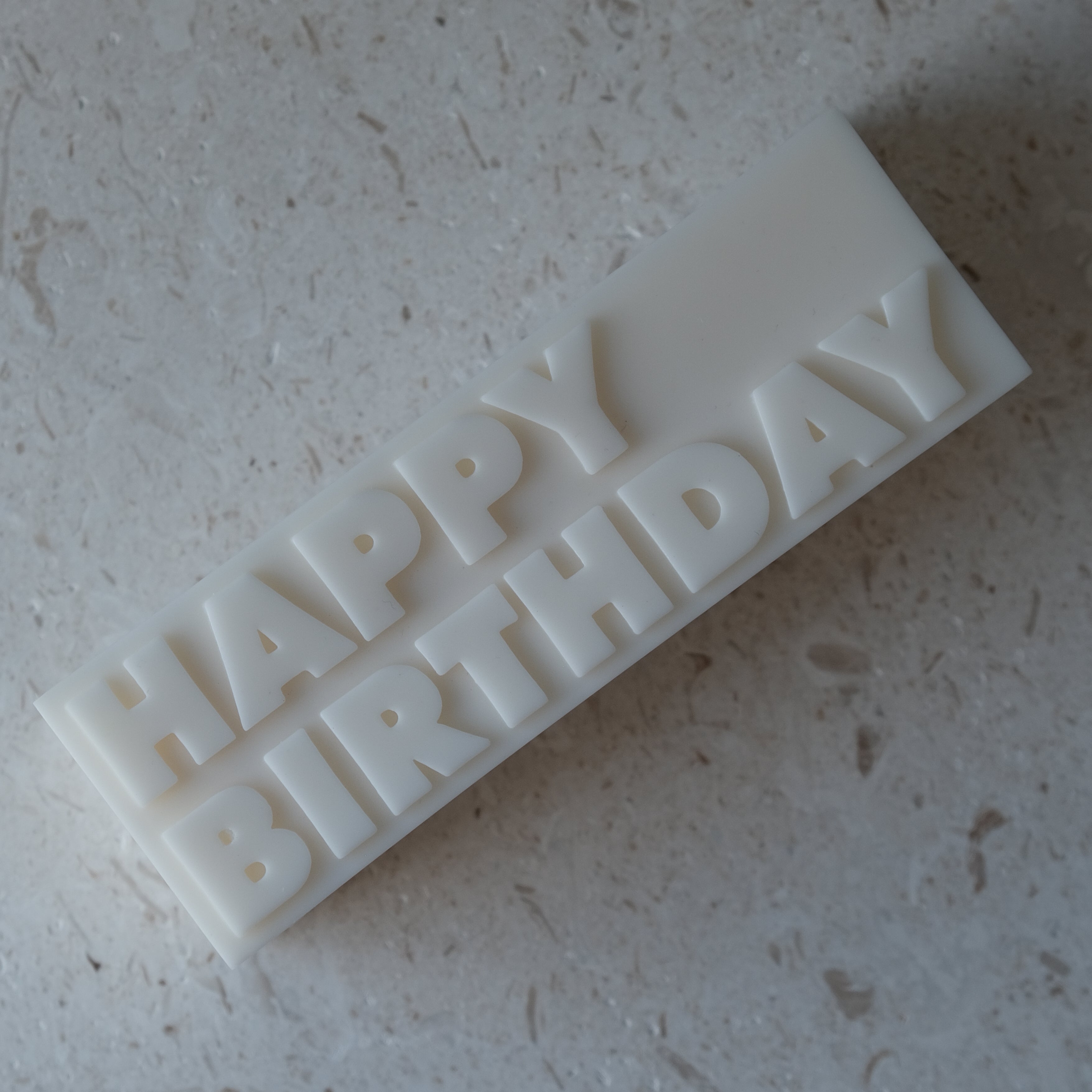 A high-performance Happy Birthday Candle Mould silicone candle mold from MYKA Candles and Moulds for resin art and professional baking mould use.