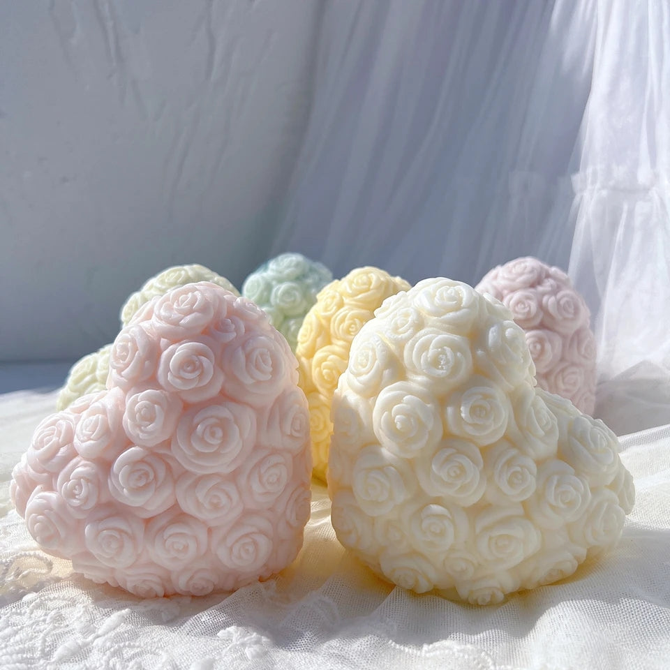 Crafting with the Heart Blossom Candle Mould silicone candle mould by MYKA Candles and Moulds, also used for soap, resin, and cake moulds.