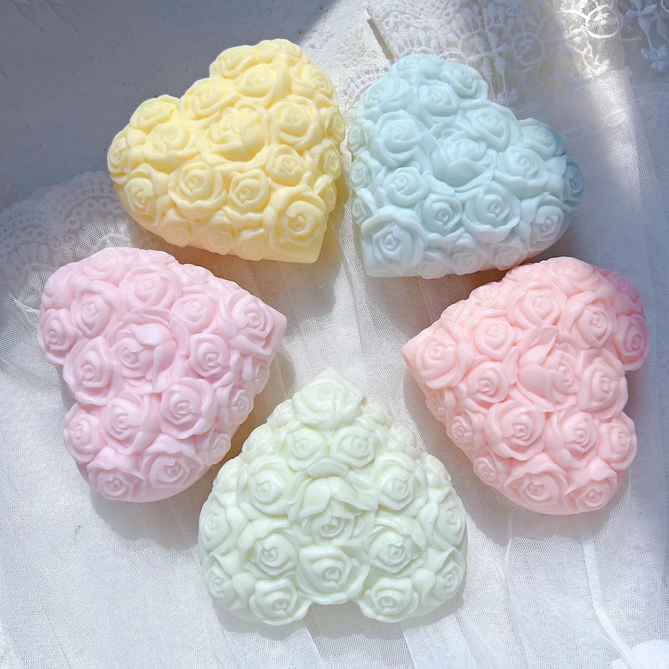 View of the Heart Bouquet Candle Mould silicone candle mould from MYKA Candles and Moulds, ideal for DIY soap moulds and cake mould projects.
