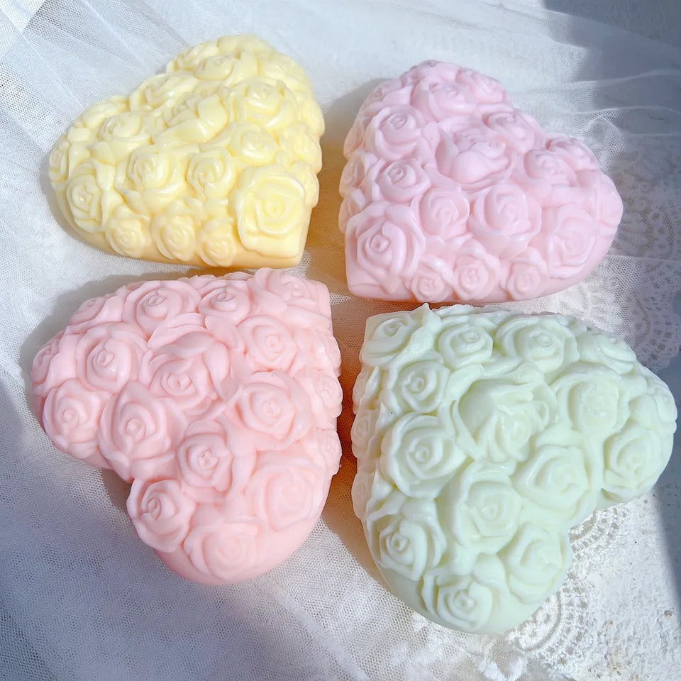 The Heart Bouquet Candle Mould silicone candle mold by MYKA Candles and Moulds, featuring high detail for candle, soap, and baking moulds.