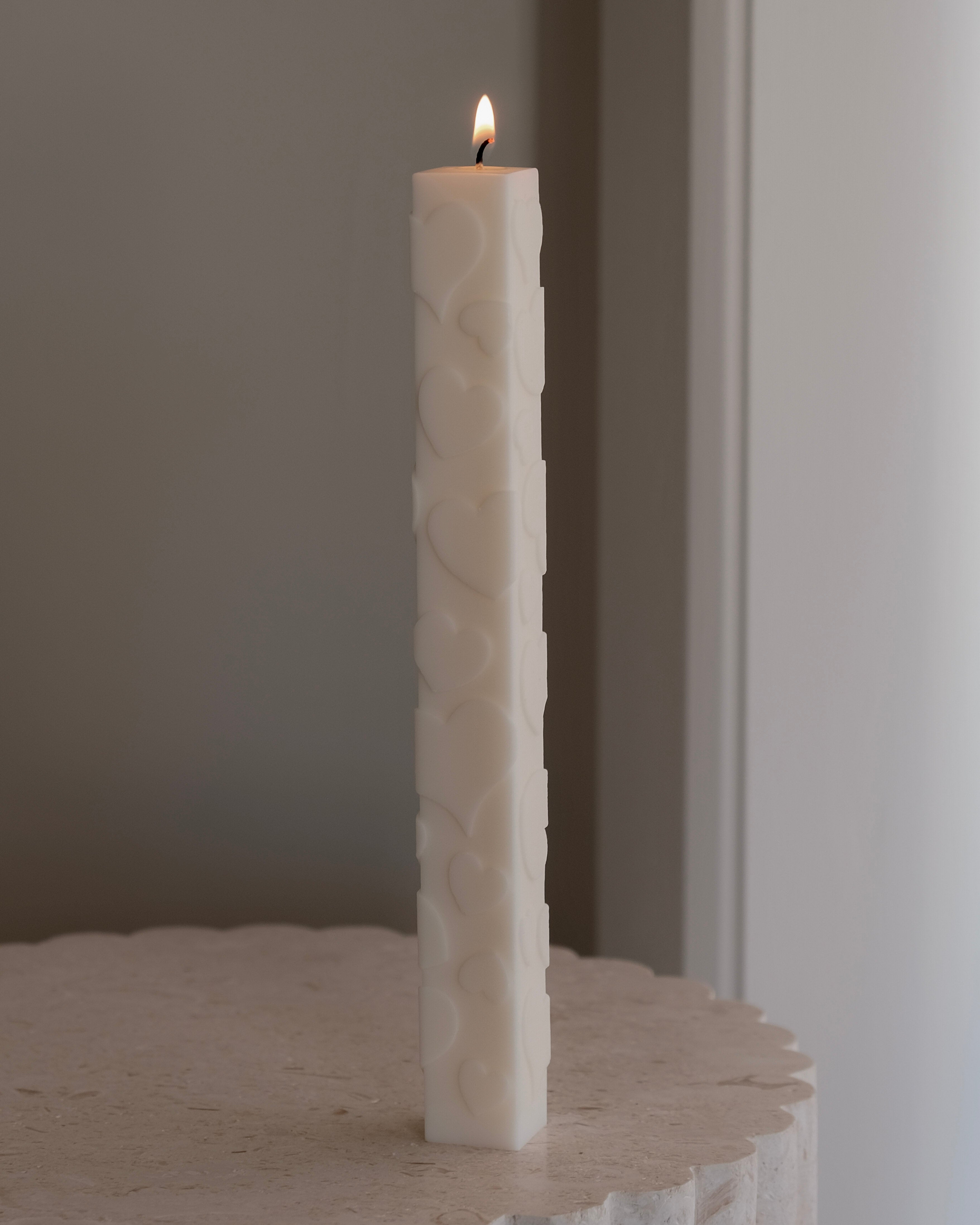 The Heart Cuboid Pillar Candle Mould silicone candle mould by MYKA Candles and Moulds, perfect for small business candle, soap, and cake mould production.