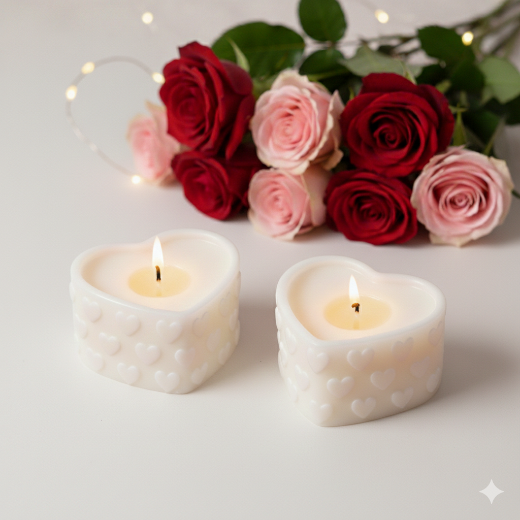 Precision-designed Heart Votive Candle Candle Mould silicone candle mold by MYKA Candles and Moulds for resin moulds and gourmet cake mould designs.