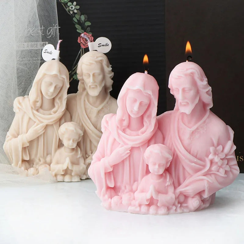 A versatile Holy Family Candle Mould silicone candle mould by MYKA Candles and Moulds, suitable for resin moulds and decorative cake mould shapes.