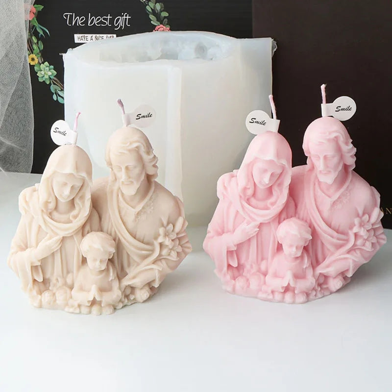 The Holy Family Candle Mould silicone candle mould from MYKA Candles and Moulds, a professional supply for candle, soap, and baking moulds.