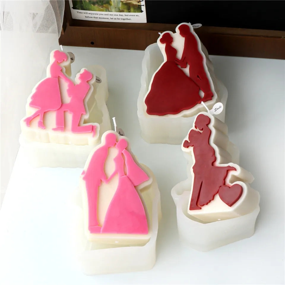 Close-up of the Honeymooners Candle Mould silicone candle mould by MYKA Candles and Moulds for soy wax, soap moulds, and baking mould hobbyists.