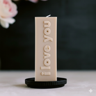 An intricate I Love You Silicone Candle Mould silicone candle mold by MYKA Candles and Moulds, designed for aesthetic candles and resin moulds.