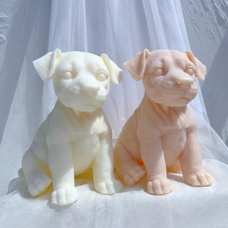 A Jack Russell Puppy Candle Mould silicone candle mold by MYKA Candles and Moulds, the perfect multipurpose tool for soap, resin, and cake mould casting.