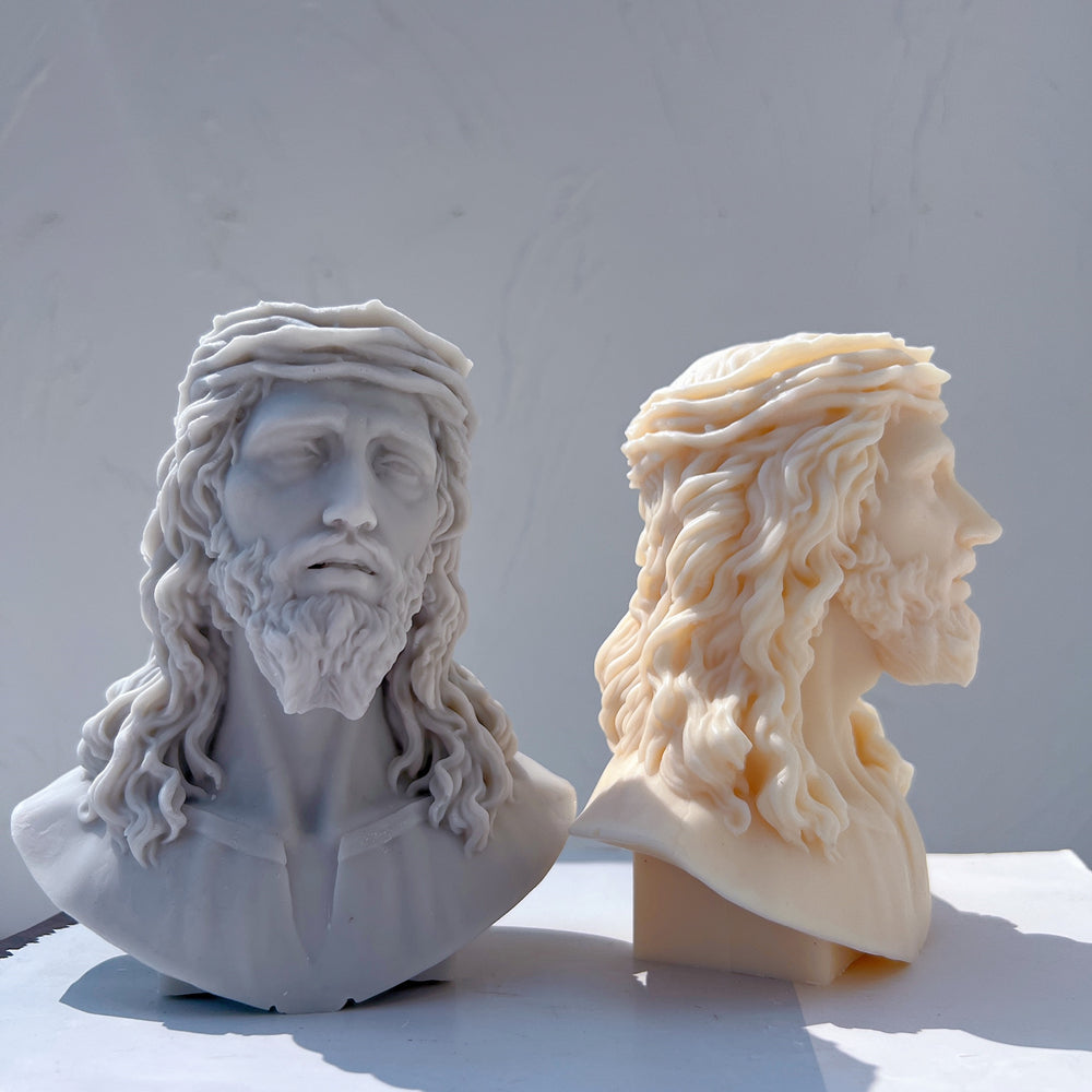 The Jesus Bust Silicone Candle Mould silicone candle mould from MYKA Candles and Moulds, a professional supply for candle, soap, and baking moulds.