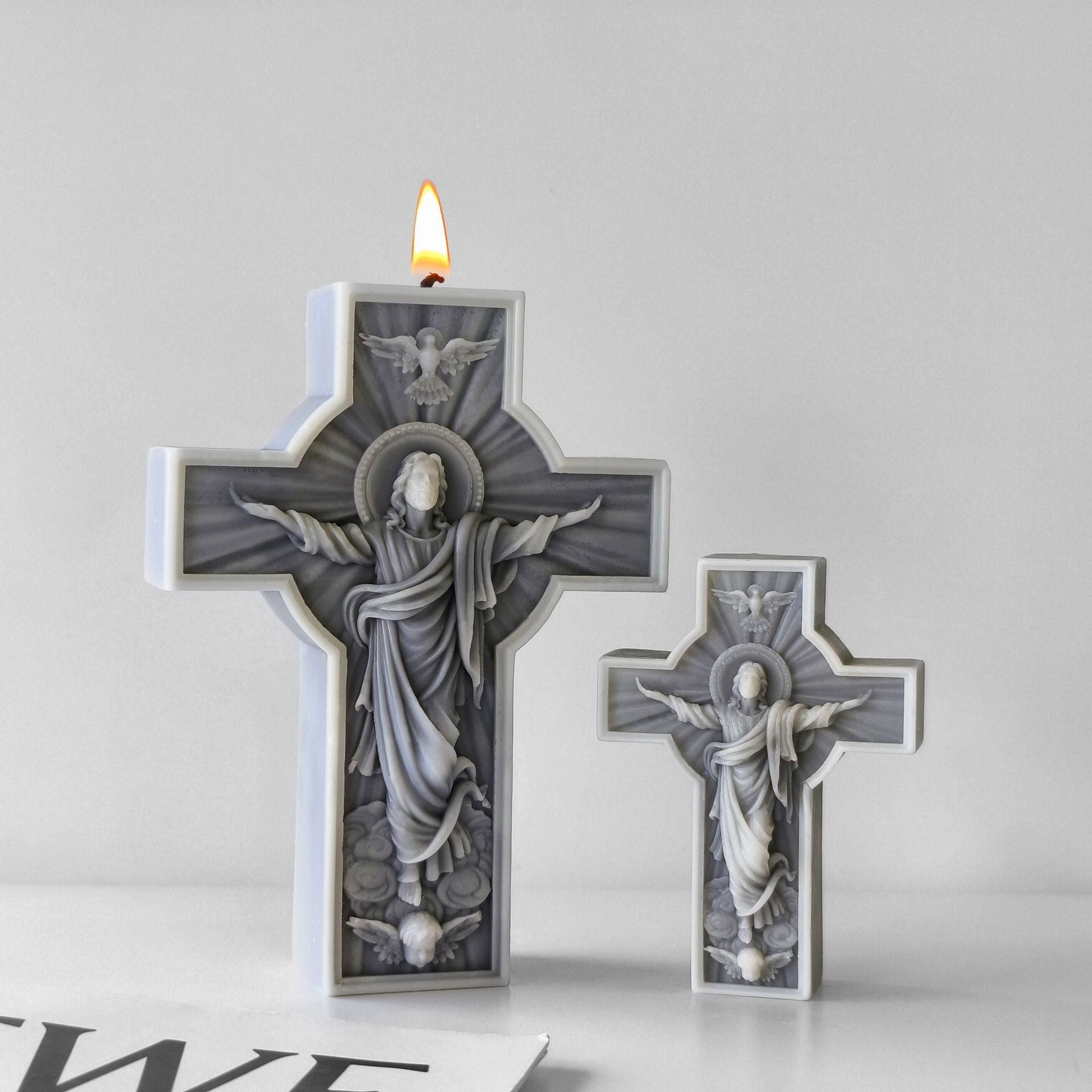 The Jesus Cross Silicone Candle Moulds silicone candle mold by MYKA Candles and Moulds, featuring high detail for candle, soap, and baking moulds.