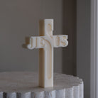 High-quality Jesus Word Cross Silicone Candle Mould silicone candle mould from MYKA Candles and Moulds, great for resin moulds and professional baking mould needs.