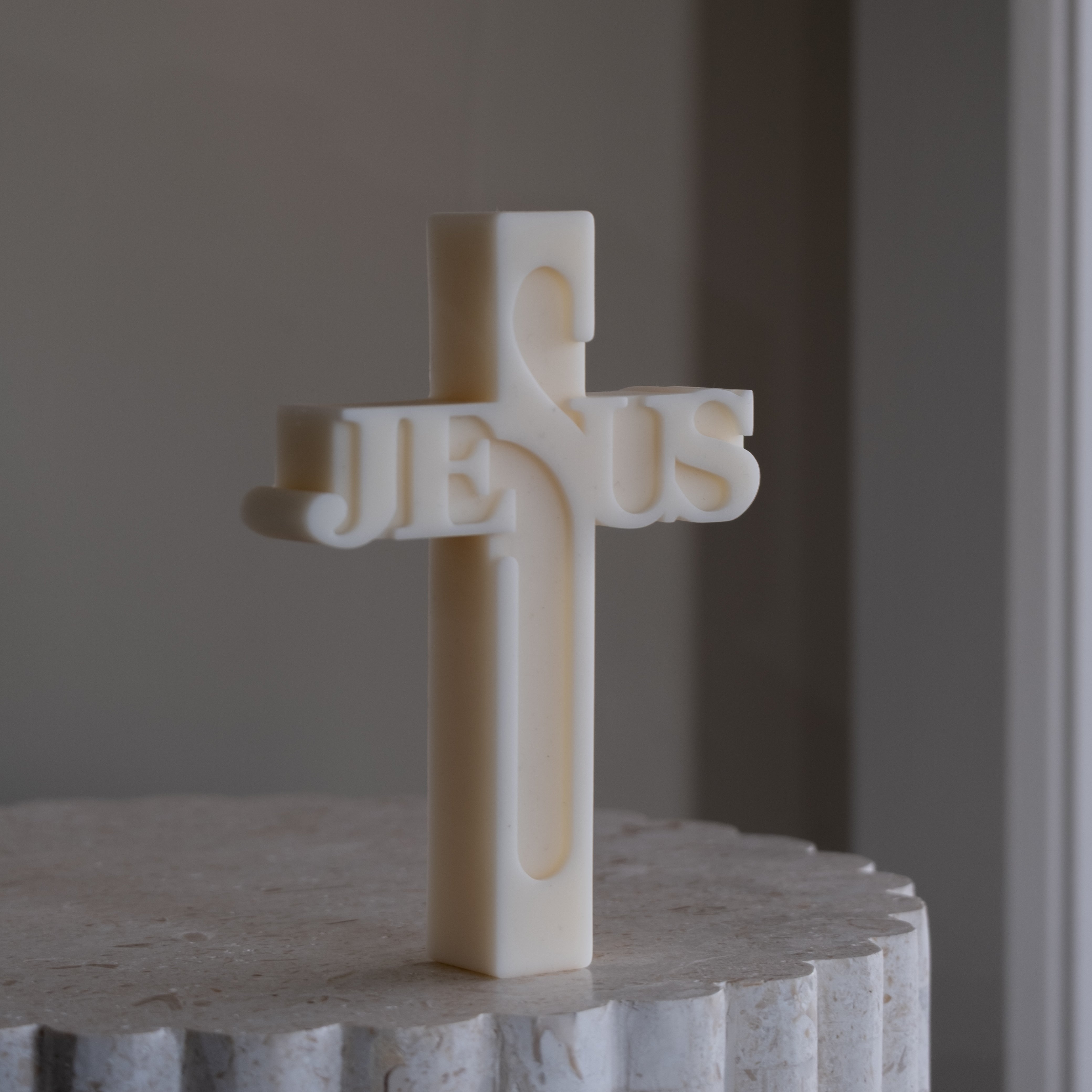 High-quality Jesus Word Cross Silicone Candle Mould silicone candle mould from MYKA Candles and Moulds, great for resin moulds and professional baking mould needs.