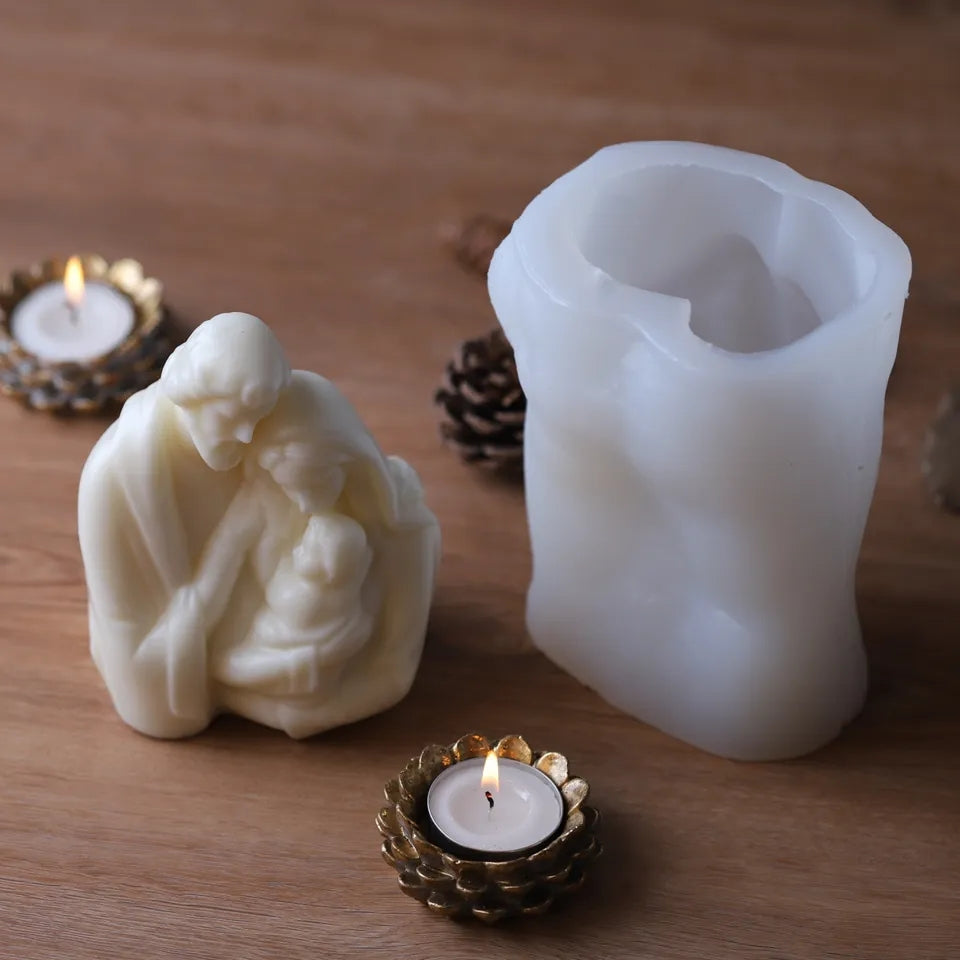 High-quality Joseph Mary & Jesus Candle Mould silicone candle mould from MYKA Candles and Moulds, great for resin moulds and professional baking mould needs.