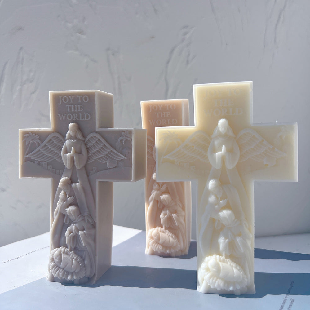 A detailed Joy to the World Silicone Candle Mould silicone candle mould by MYKA Candles and Moulds, perfect for candle making, soap moulds, and resin moulds.