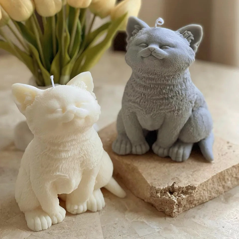 A premium Kitten Candle Mould silicone candle mold by MYKA Candles and Moulds, a versatile tool for soap, resin, and cake mould crafting.