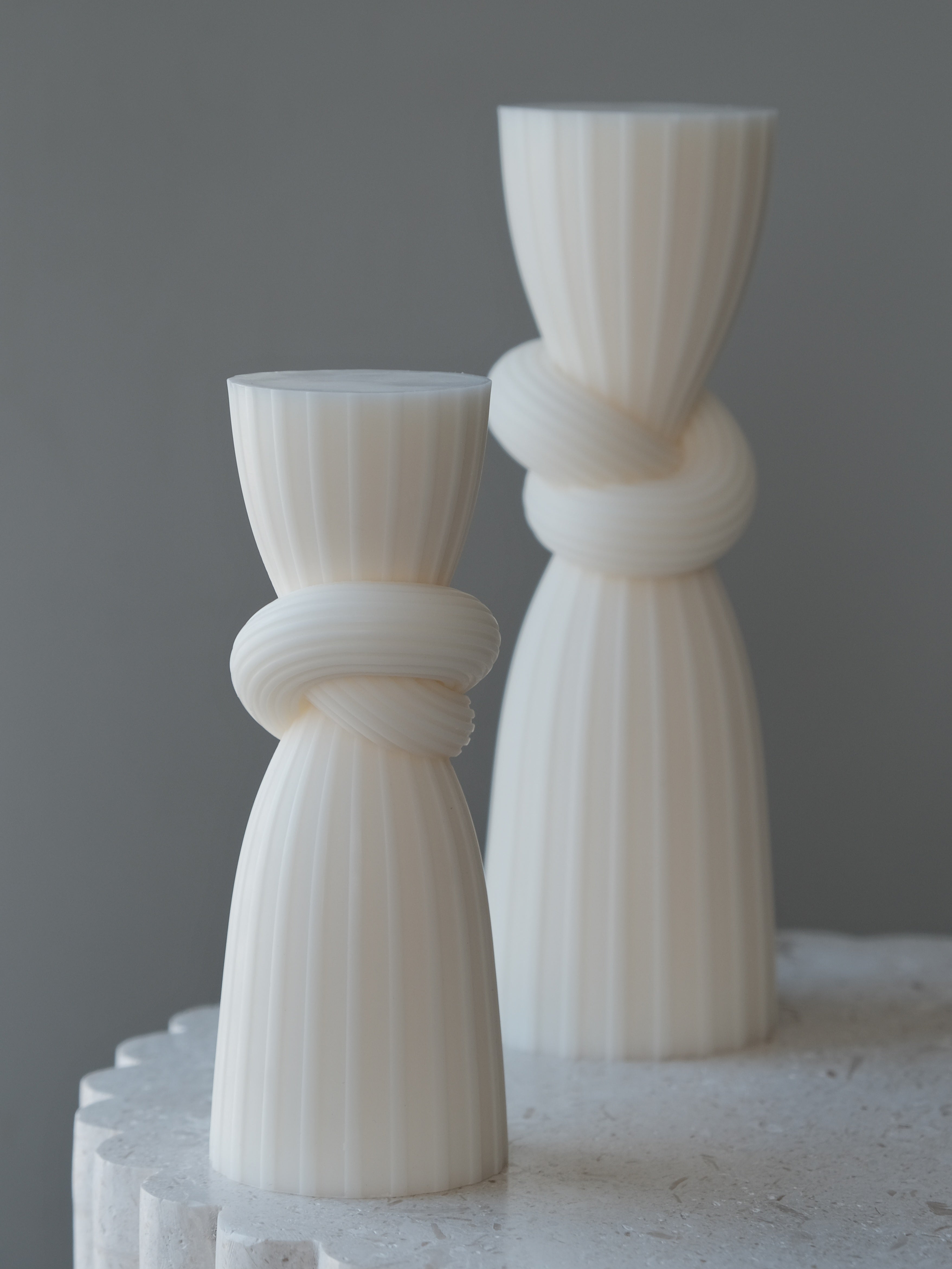 View of the Knot Pillar Candle Mould silicone candle mould from MYKA Candles and Moulds, ideal for DIY soap moulds and cake mould projects.