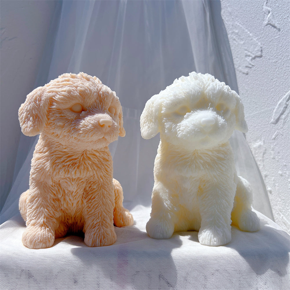 The Labradoodle Puppy Candle Mould silicone candle mould by MYKA Candles and Moulds, a top choice for artistic resin moulds and baking moulds.