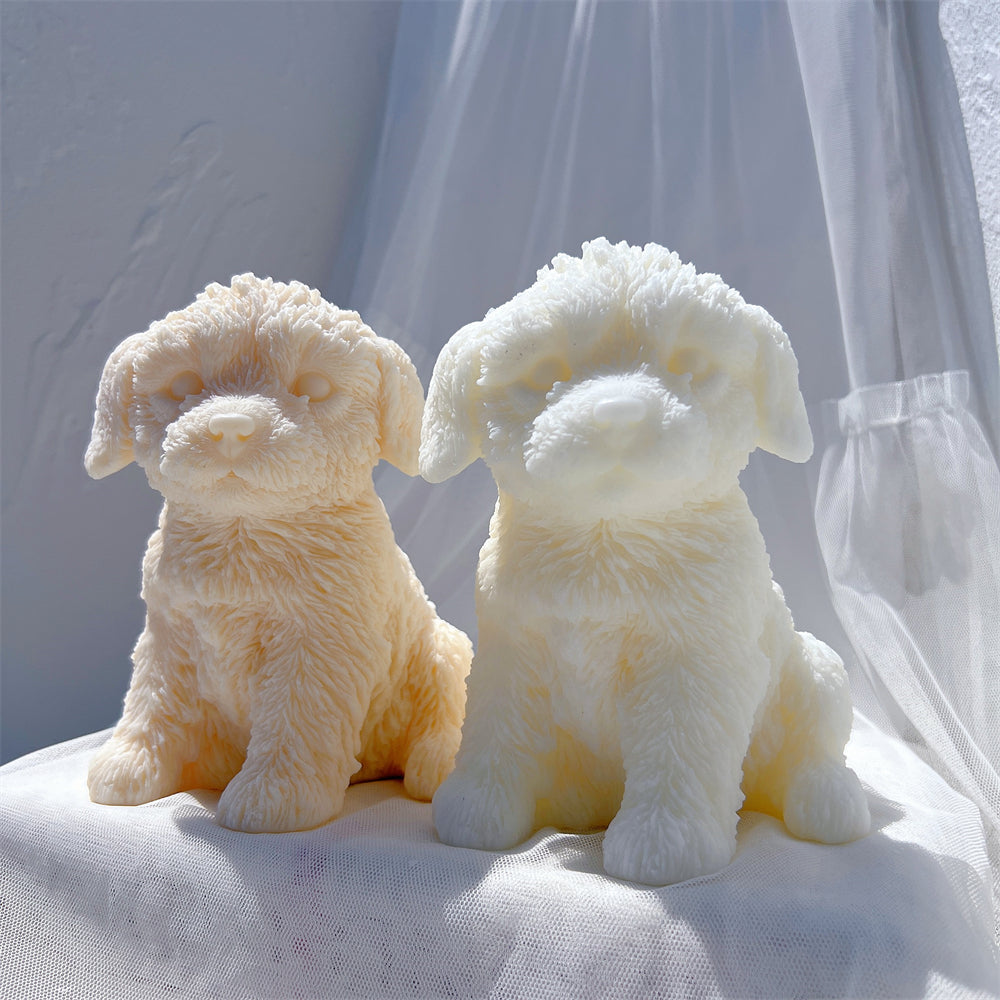 The Labradoodle Puppy Candle Mould silicone candle mold by MYKA Candles and Moulds, featuring high detail for candle, soap, and baking moulds.