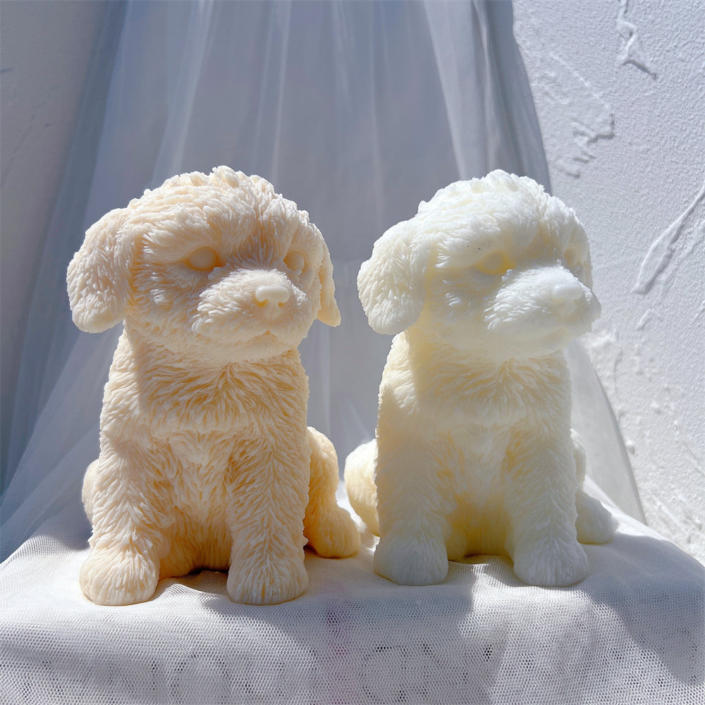 Crafting with the Labradoodle Puppy Candle Mould silicone candle mould by MYKA Candles and Moulds, also used for soap, resin, and cake moulds.
