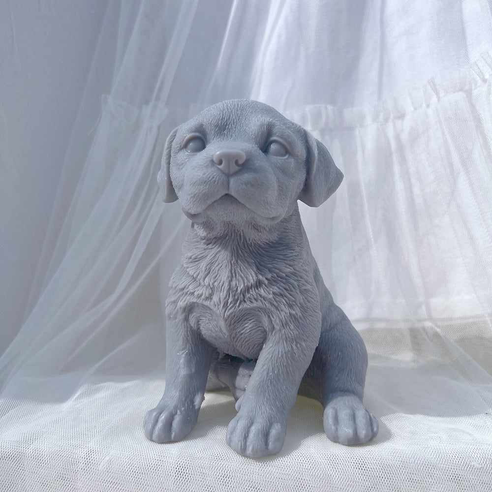 Showcasing the Labrador Puppy Candle Mould silicone candle mould by MYKA Candles and Moulds for creative baking moulds and candle making.