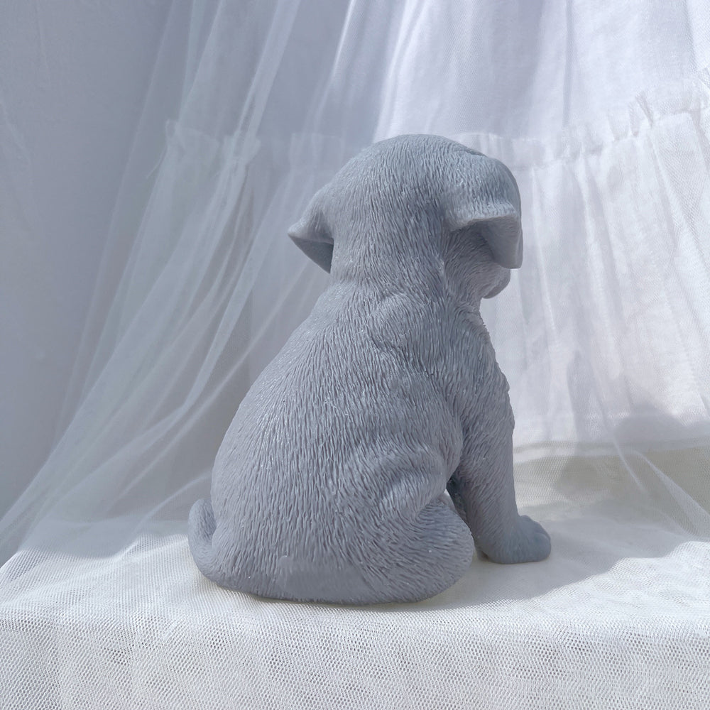 A Labrador Puppy Candle Mould silicone candle mold by MYKA Candles and Moulds, designed for easy release in soap, resin, and cake mould casting.